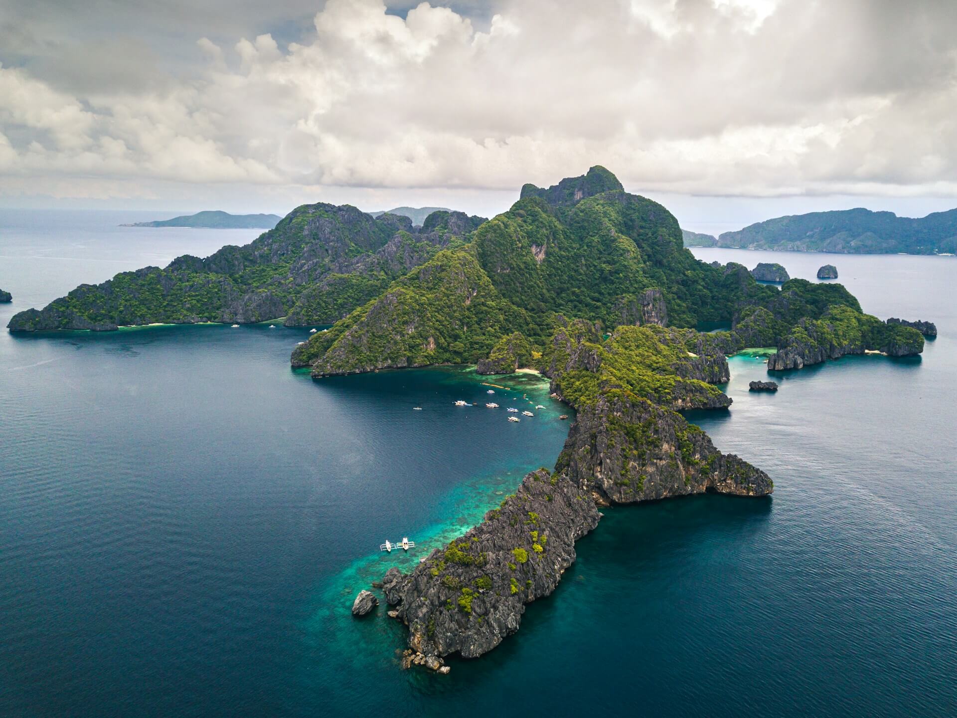 Drone Shot of the Twin peaks in El Nido Palawan
